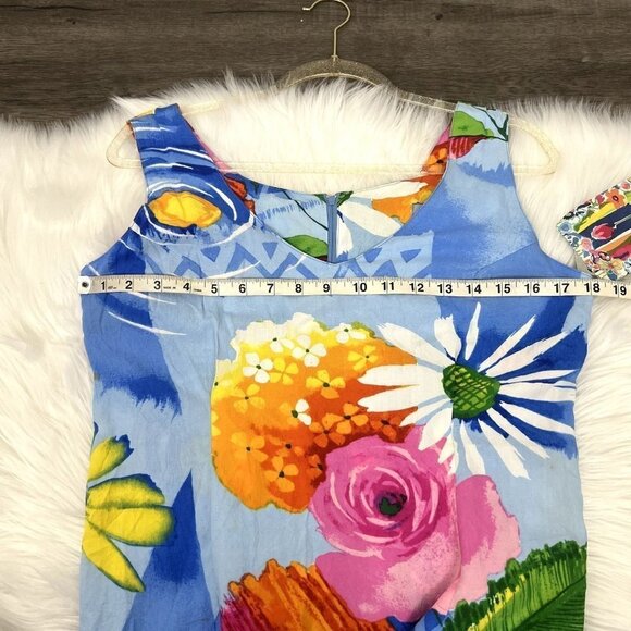 Jams World Hawaii Ravishing Floral V-Neck Rayon Tank Dress Womens Small STAINS - Picture 5 of 11